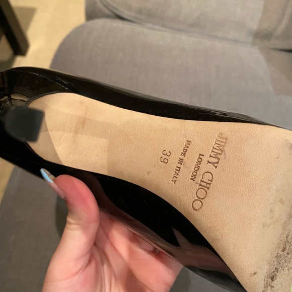 Jimmy Choo Sepia Two Tone Nude & Black Patent Heels - Picture 11 of 13